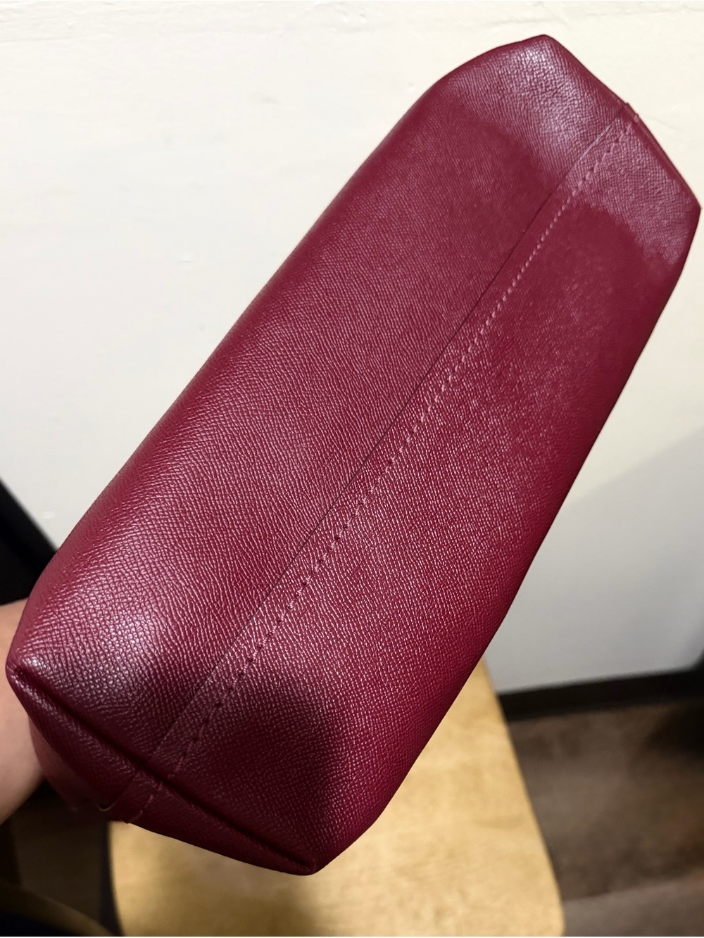 Coach Burgundy Leather Tote with Multicolor Logo - Picture 3 of 3